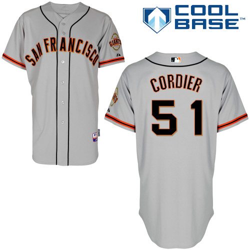 Erik Cordier #51 Youth Baseball Jersey-San Francisco Giants Authentic Road 1 Gray Cool Base MLB Jersey